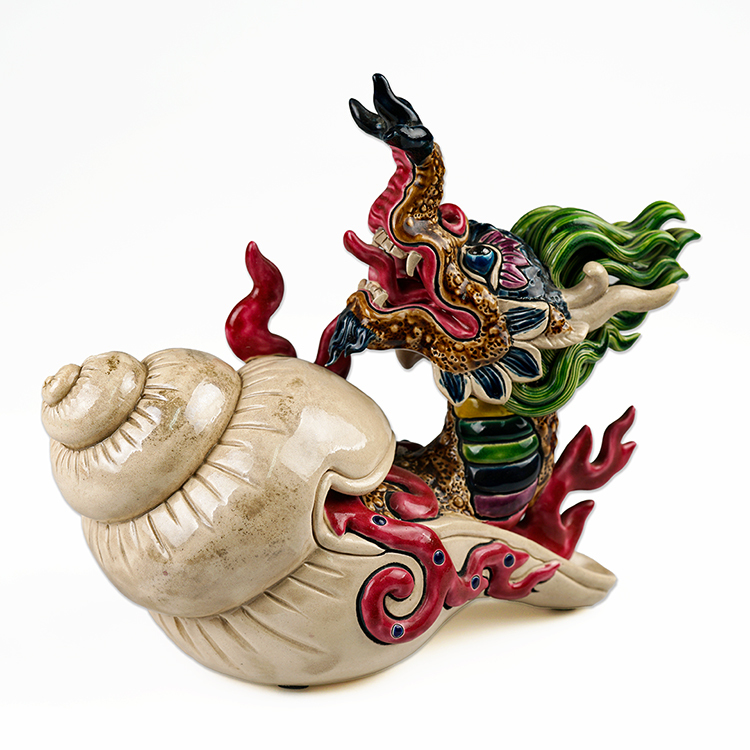 鹿港窯 交趾陶|天螺鱷瑞獸