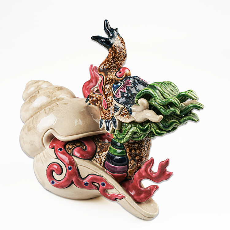 鹿港窯 交趾陶|天螺鱷瑞獸