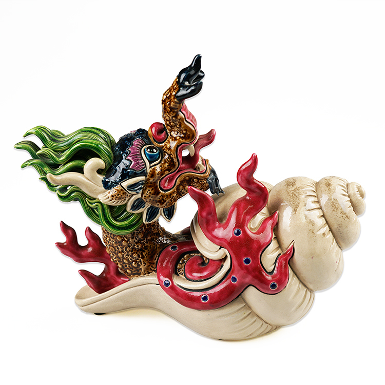 鹿港窯 交趾陶|天螺鱷瑞獸