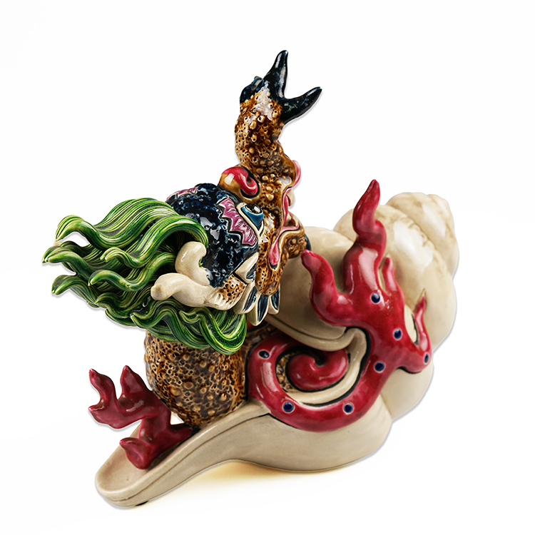 鹿港窯 交趾陶|天螺鱷瑞獸