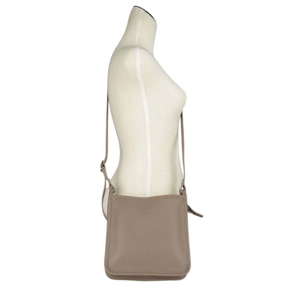 【LONGCHAMP】S號 LE FOULONNE 牛皮方形拉鍊斜背包(斑鳩灰) 10138 021 P55