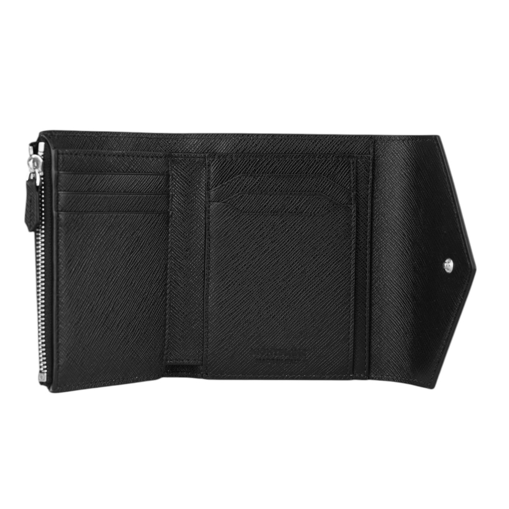 【MONT BLANC】Sartorial 匠心系列三折信封式短夾(黑色) 198225