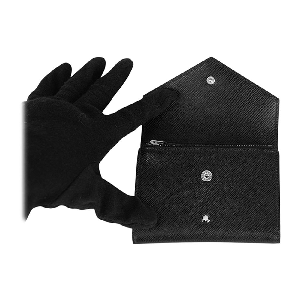 【MONT BLANC】Sartorial 匠心系列三折信封式短夾(黑色) 198225