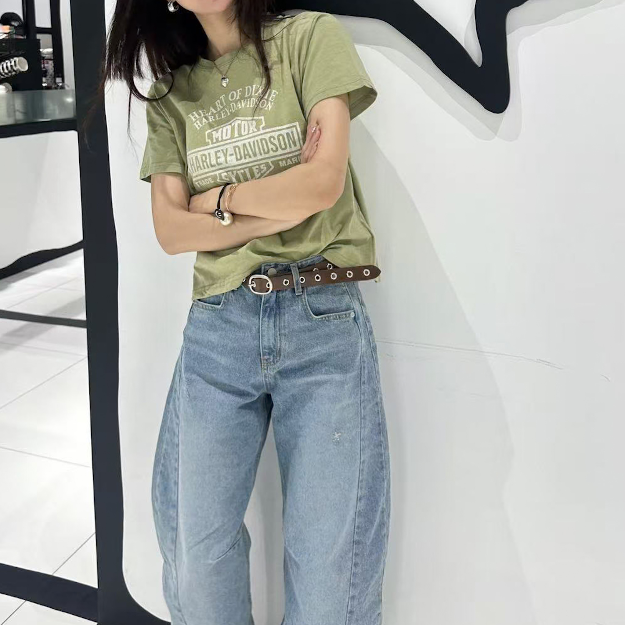 D18涼感美式英文水洗T(果綠)