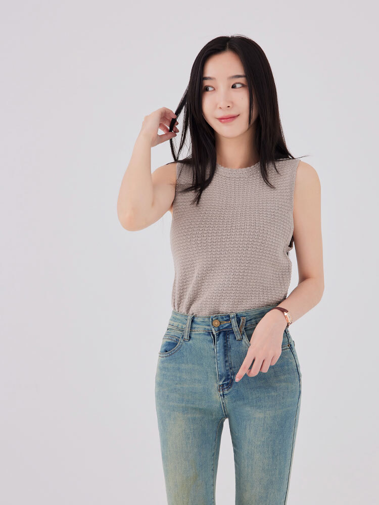 SALE500 圓領純棉質感編織背心