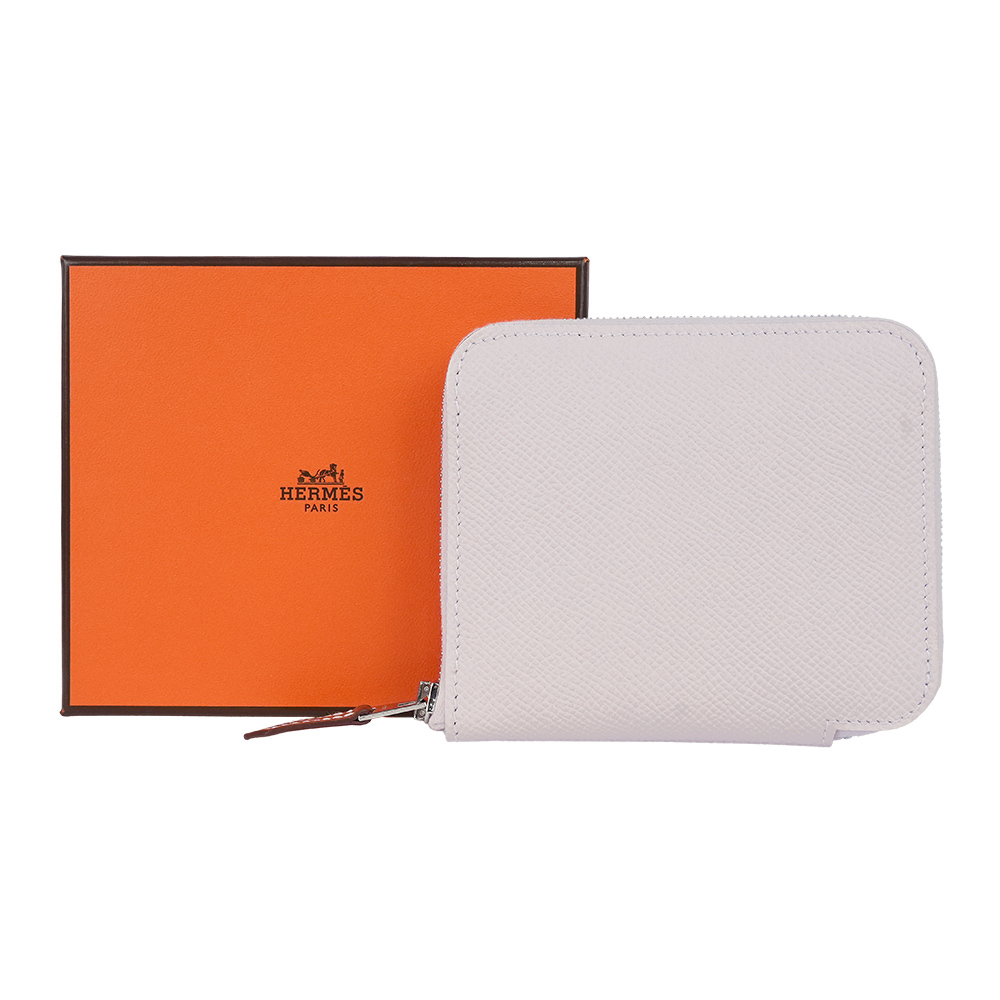 【HERMES】EPSOM皮 絲巾內裡ㄇ型拉鏈短夾(夢幻紫/天堂藍) H069646CKAV