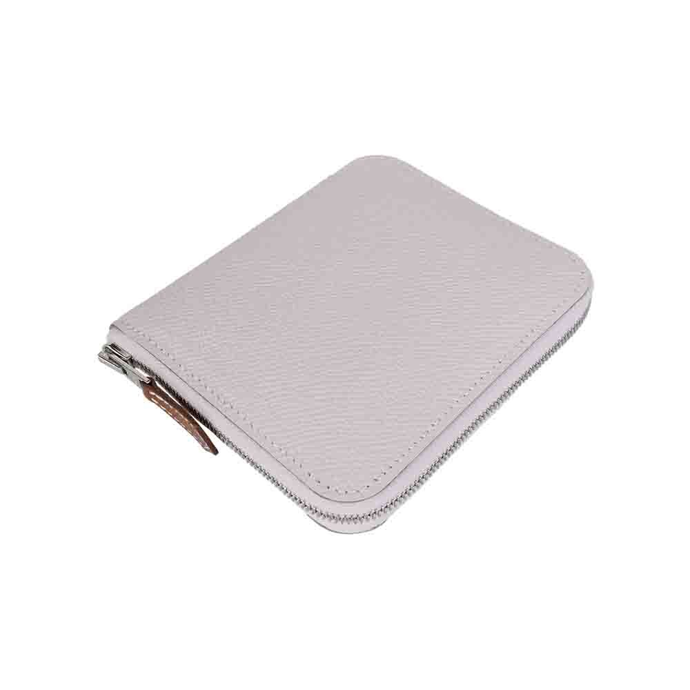 【HERMES】EPSOM皮 絲巾內裡ㄇ型拉鏈短夾(夢幻紫/天堂藍) H069646CKAV