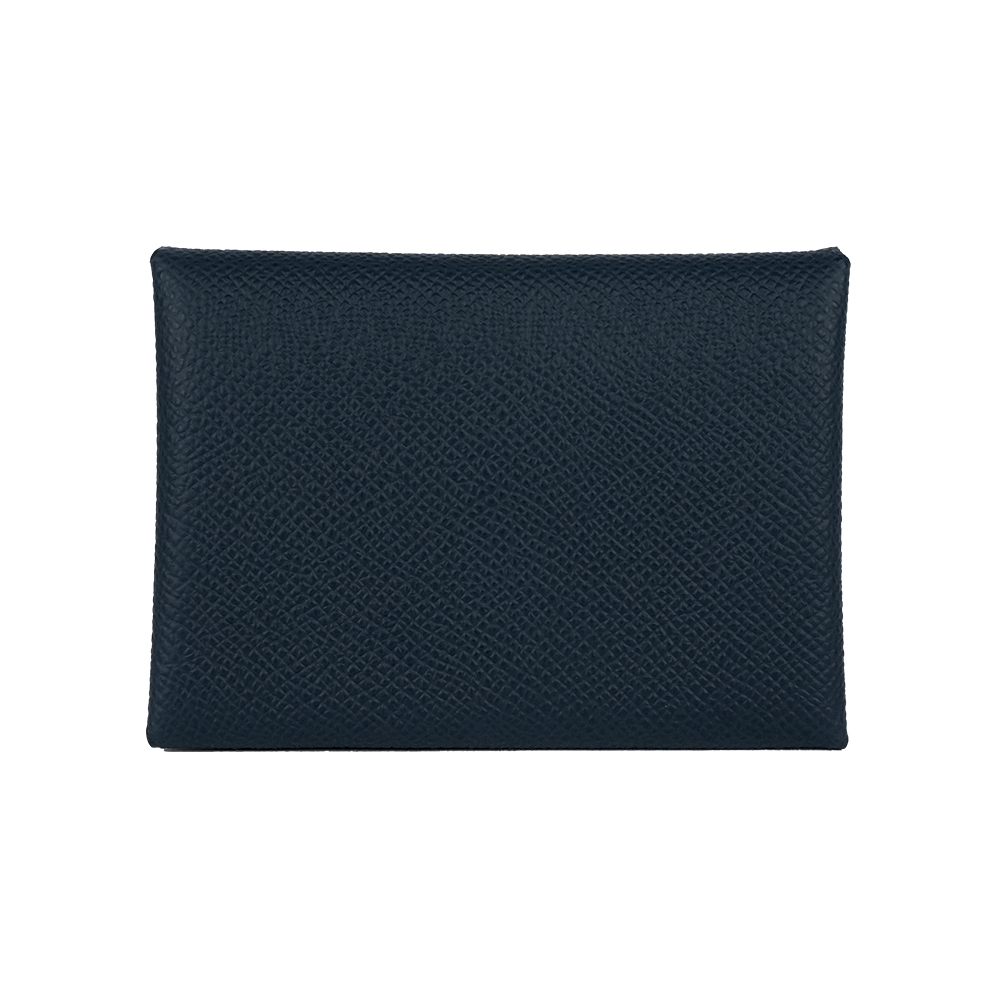 【HERMES】Calvi Duo Epsom皮釦式卡片夾/零錢包(海軍藍) H083035CK
