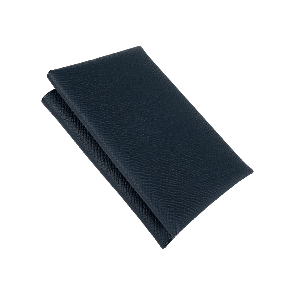 【HERMES】Calvi Duo Epsom皮釦式卡片夾/零錢包(海軍藍) H083035CK