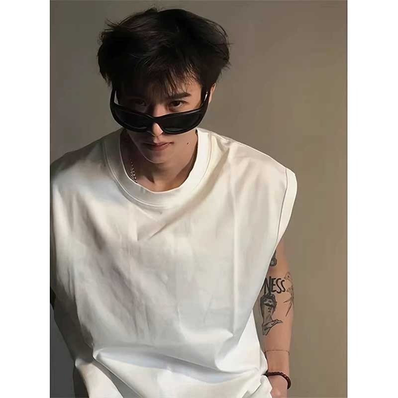 涼感硬挺素色寬肩背心