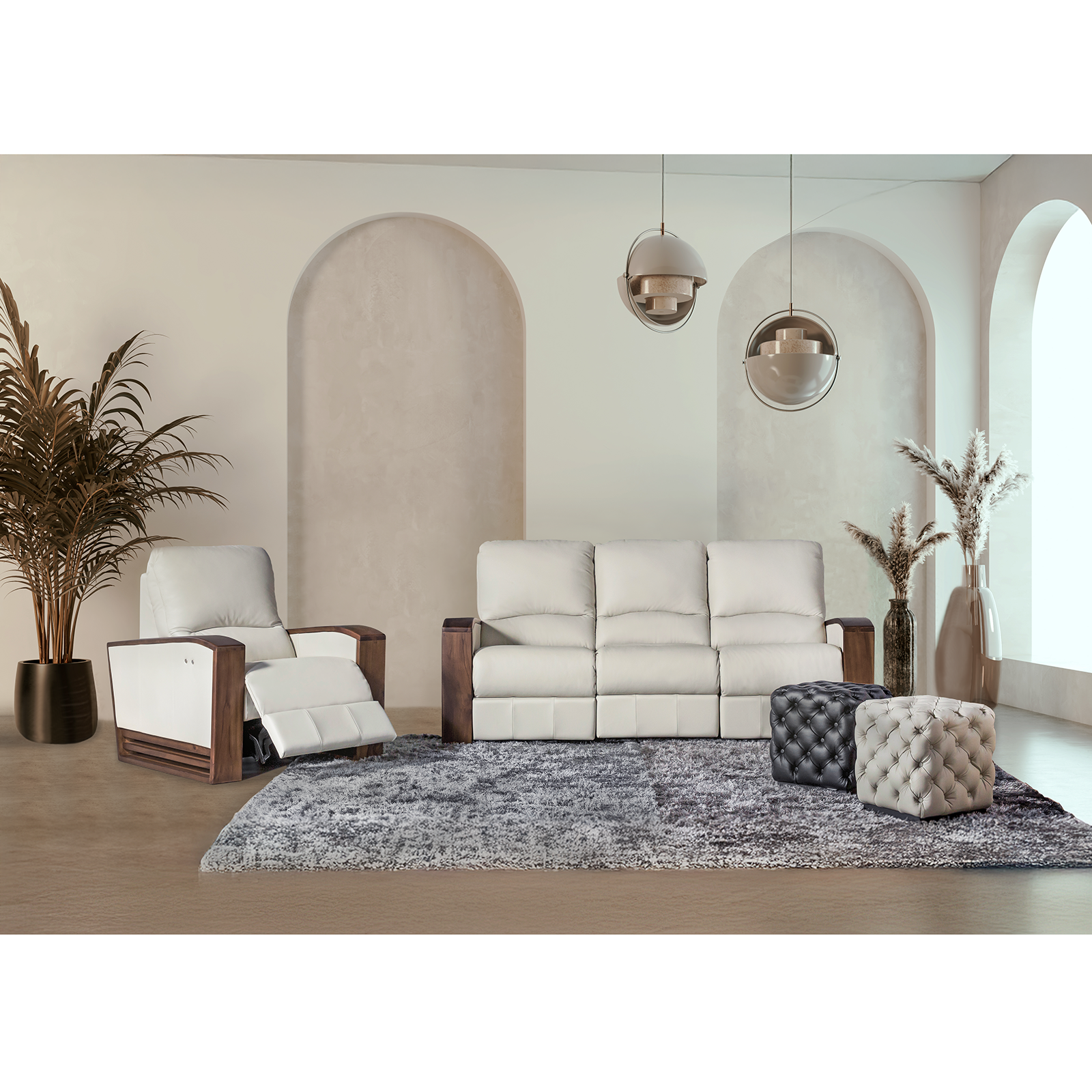 Jens 美胡牛皮電動沙發 - 冰川白 〔SF9555SW〕