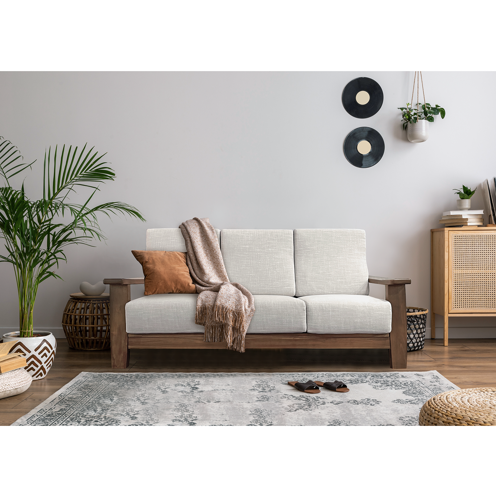 Slope 美胡色實木布沙發 - 米白布色〔SF9472SW〕