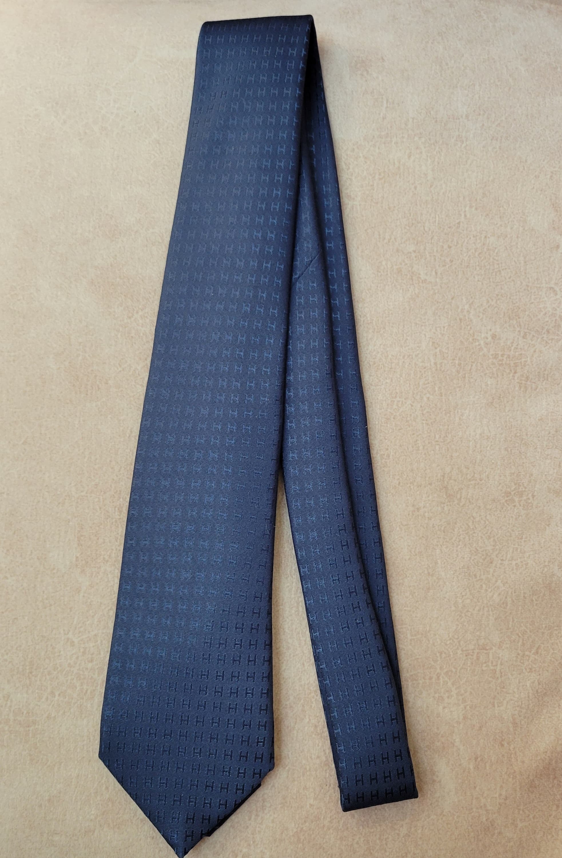 HERMES Faconnee H tie OCEAN NO.49 領帶