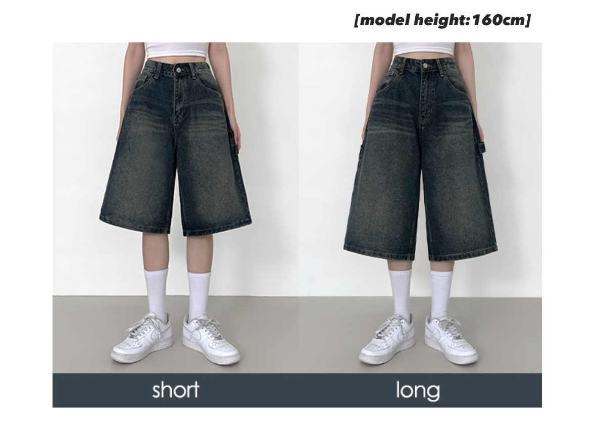 高腰洗水！Vintage Washed Denim Cropped Pants