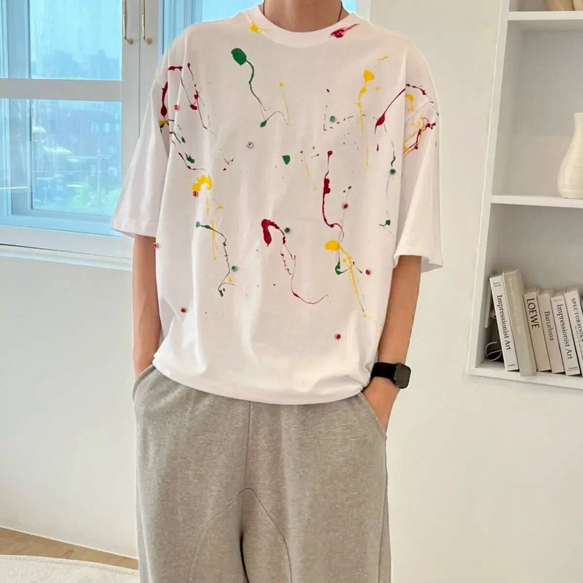 手工潑漆寶石短袖T卹