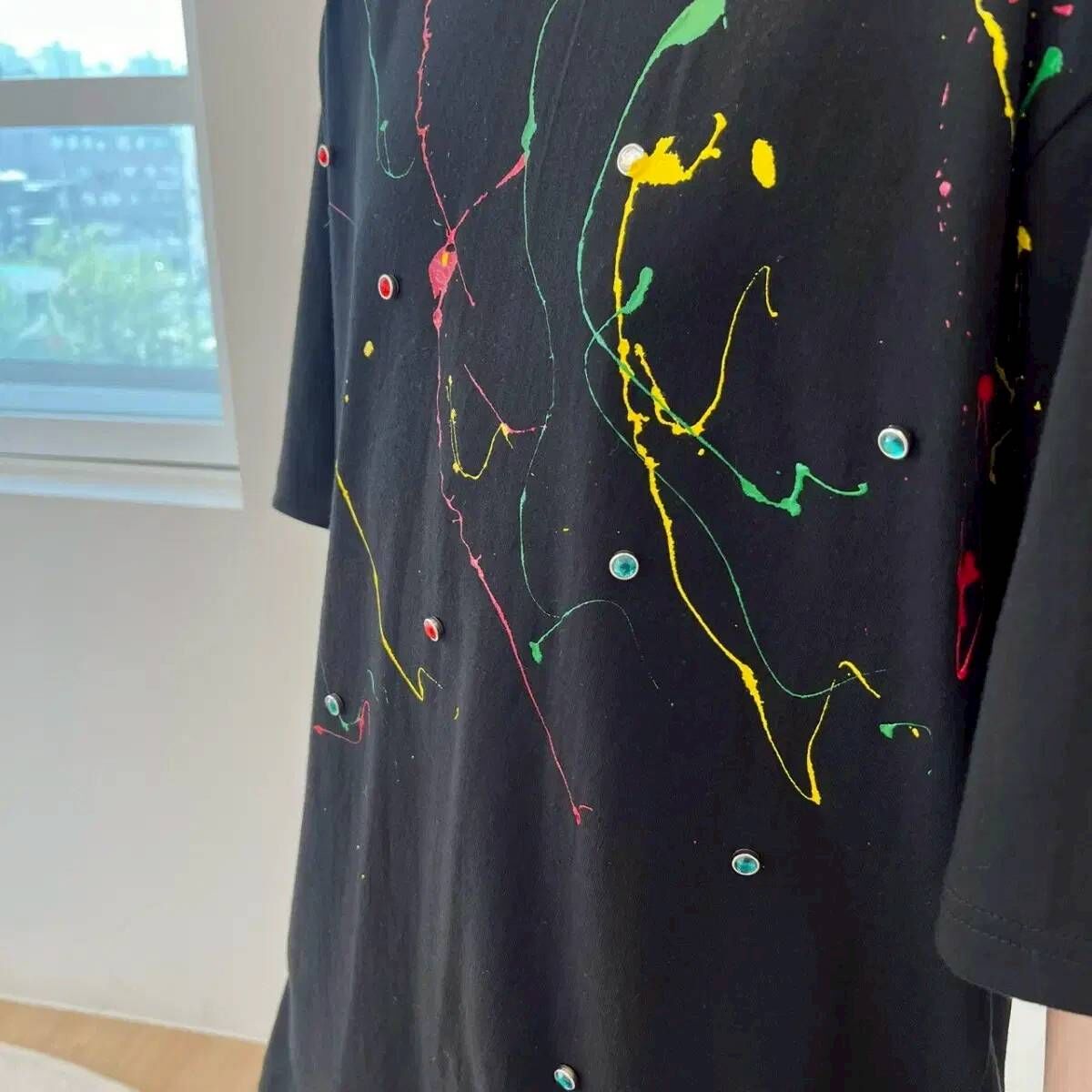 手工潑漆寶石短袖T卹