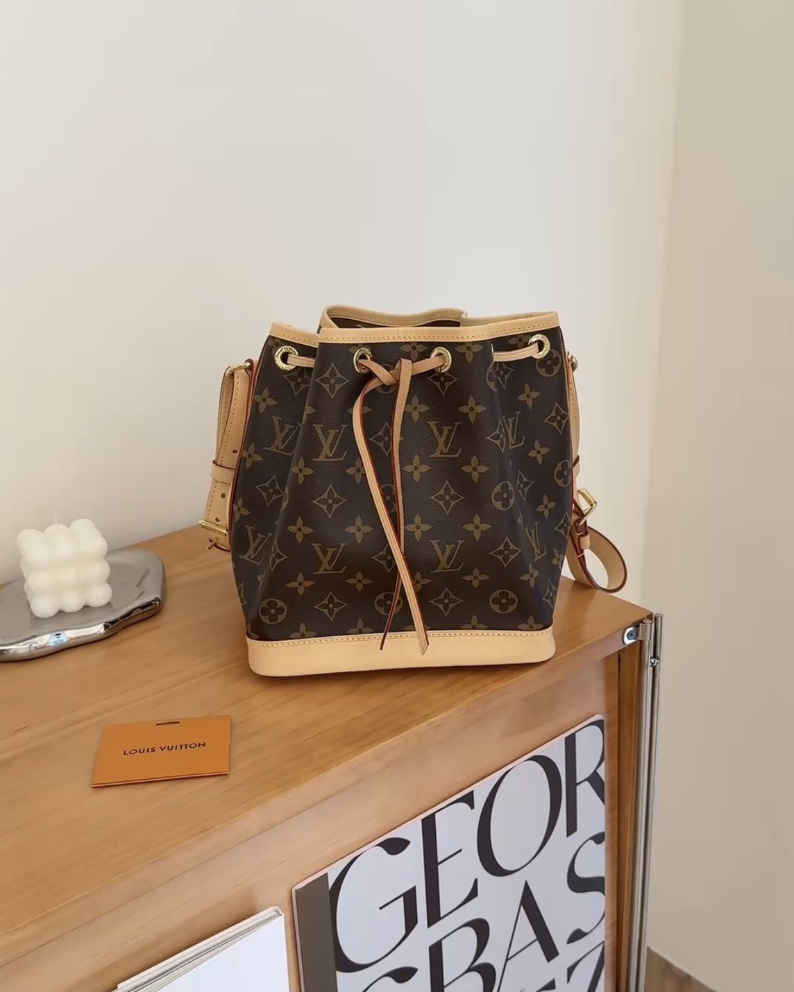 LV｜NOE BB 抽繩水桶包 25年歐 棕色老花 M46983