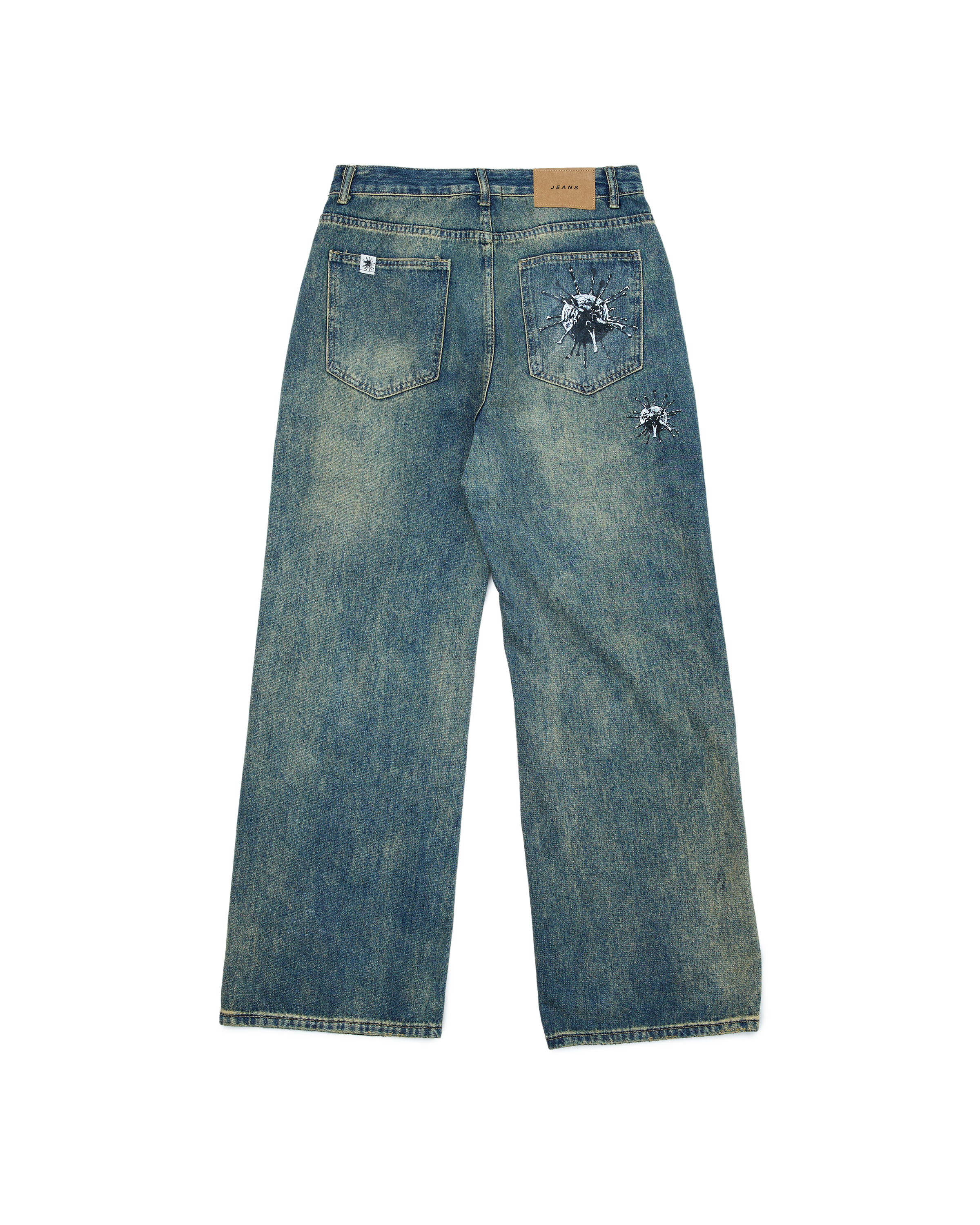 VIRUSWORLD 手繪病毒直筒牛仔褲