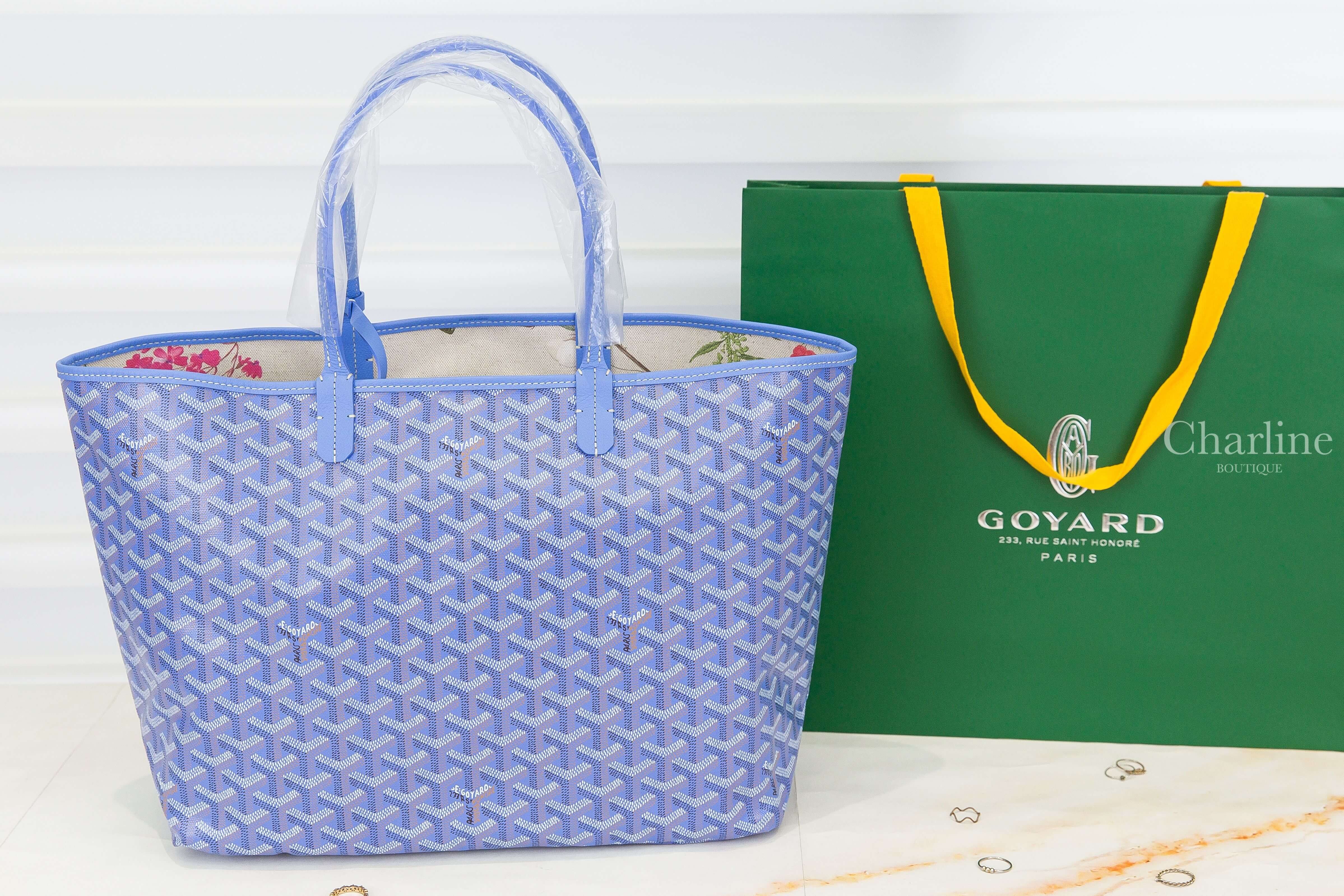 Goyard Saint Louis PM Bag 2025 限定色鳶尾紫帆布小牛皮同色提把/白底彩色花卉內裡雙面小型無拉鍊托特包-Charline Boutique 精品代購