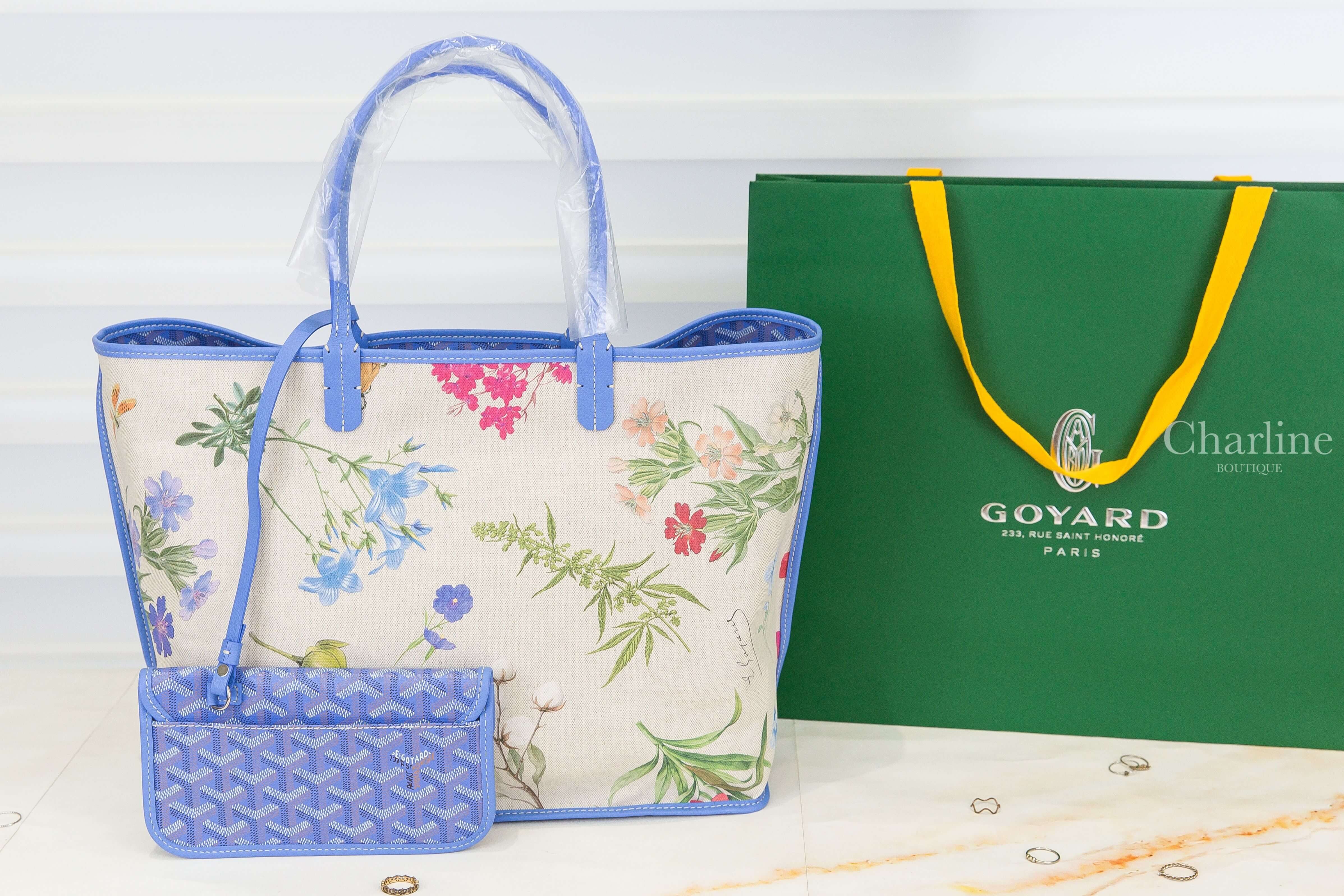 Goyard Saint Louis PM Bag 2025 限定色鳶尾紫帆布小牛皮同色提把/白底彩色花卉內裡雙面小型無拉鍊托特包-Charline Boutique 精品代購
