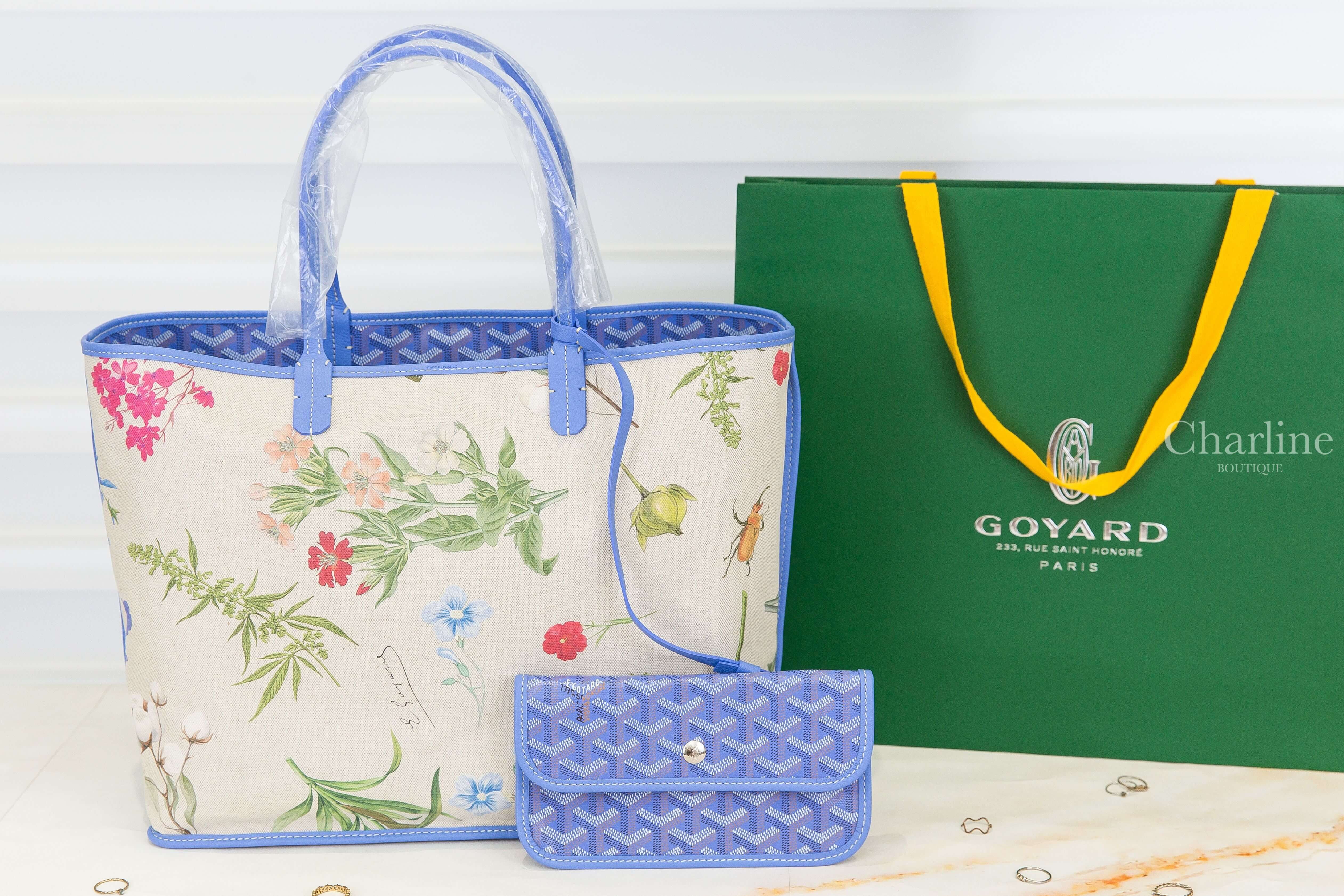 Goyard Saint Louis PM Bag 2025 限定色鳶尾紫帆布小牛皮同色提把/白底彩色花卉內裡雙面小型無拉鍊托特包-Charline Boutique 精品代購