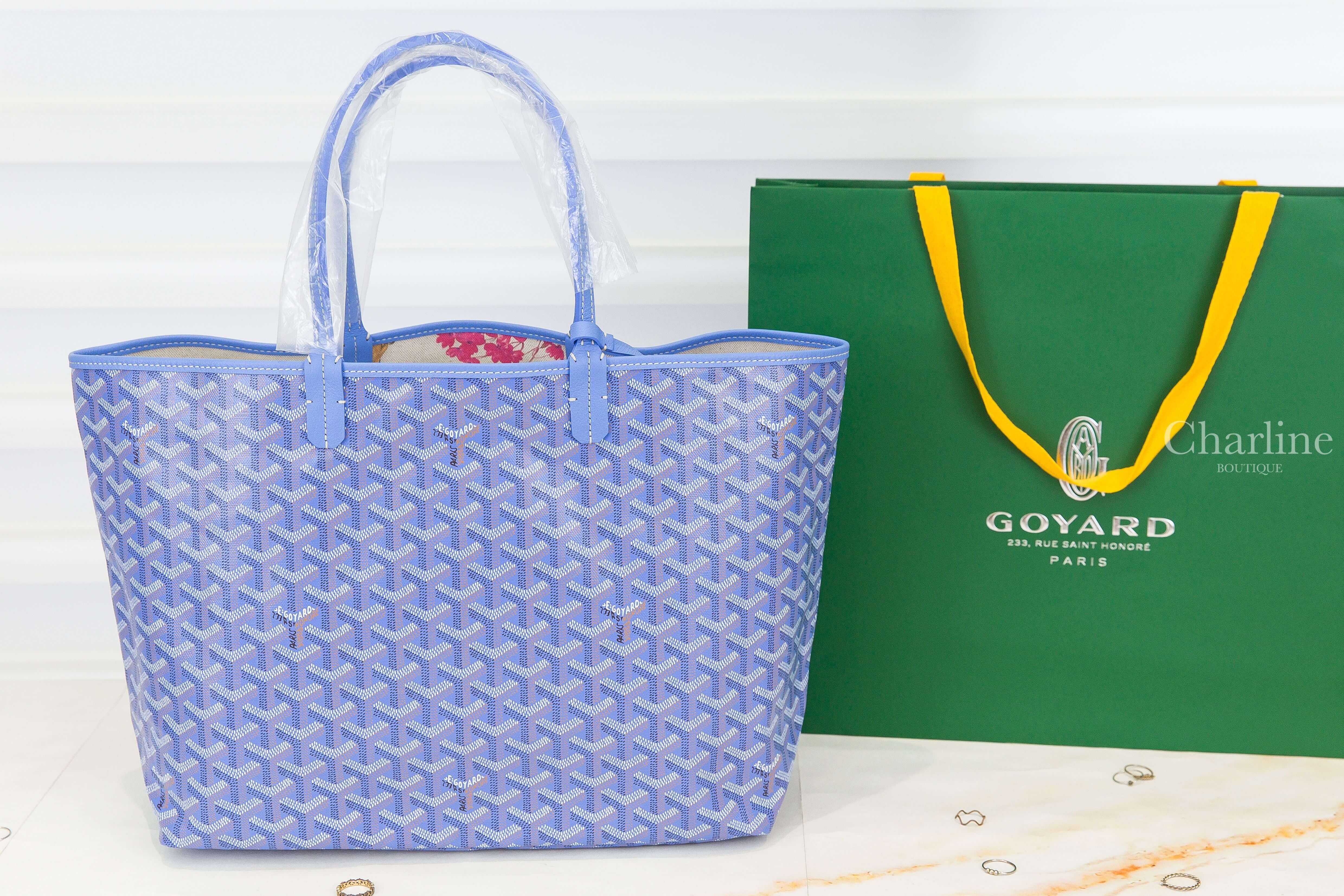 Goyard Saint Louis PM Bag 2025 限定色鳶尾紫帆布小牛皮同色提把/白底彩色花卉內裡雙面小型無拉鍊托特包-Charline Boutique 精品代購