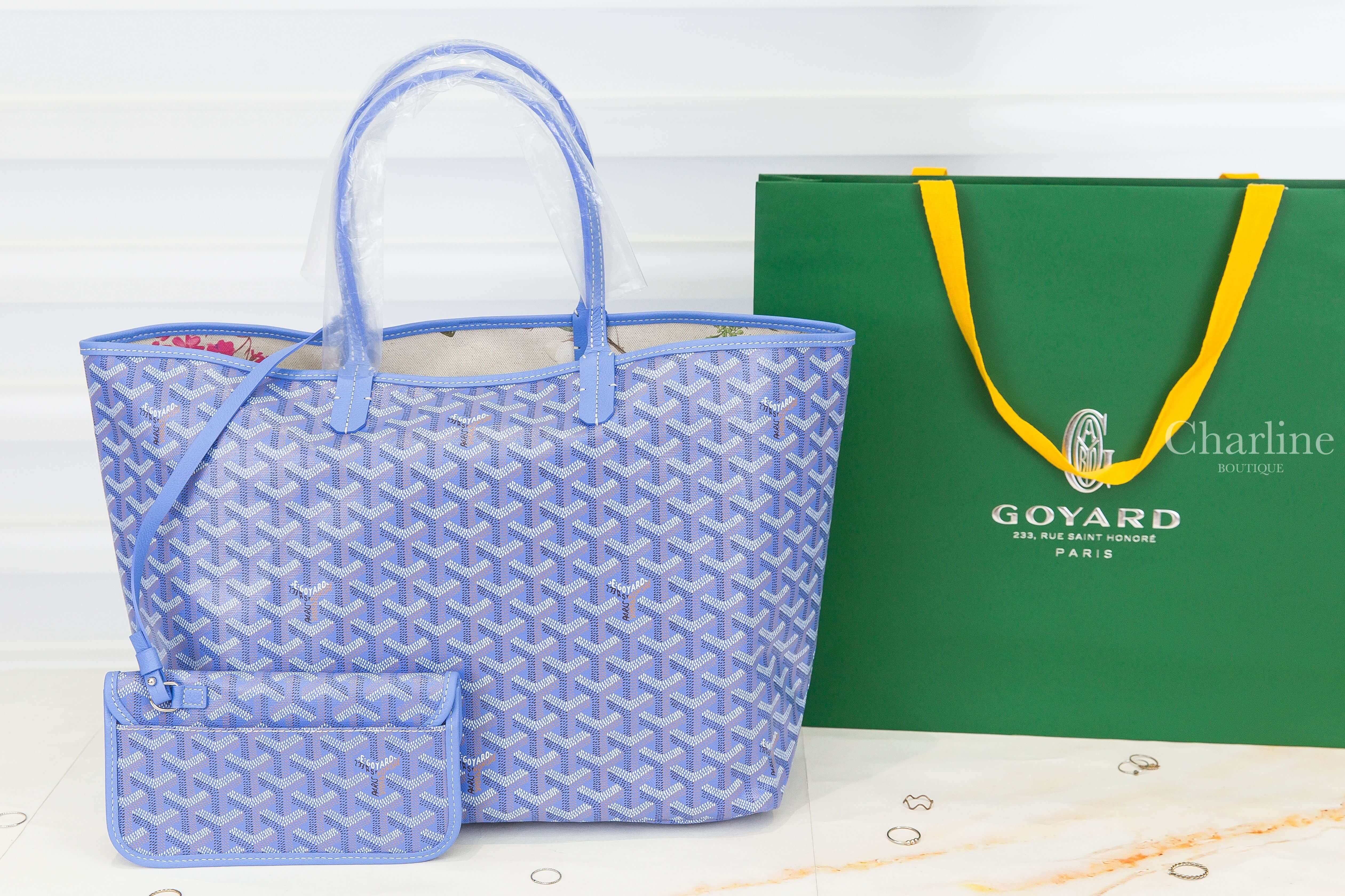 Goyard Saint Louis PM Bag 2025 限定色鳶尾紫帆布小牛皮同色提把/白底彩色花卉內裡雙面小型無拉鍊托特包-Charline Boutique 精品代購