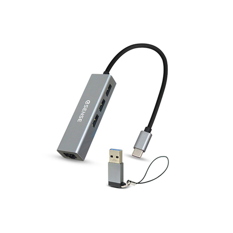 Esense Type-C 轉 RJ45+USB3.0 HUB