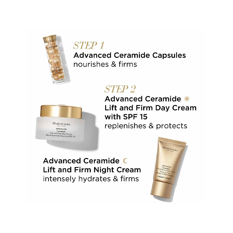 Elizabeth Arden 雅頓金膠三件套（金膠14粒+普拉提日霜50ml+普拉提晚霜15ml）紅盒