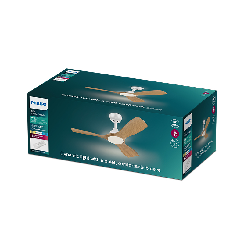 飛利浦 Philips Olas 吊扇燈 42" 環保慳電 28W (風扇) +24W (LED) 可調色溫6速天花風扇燈