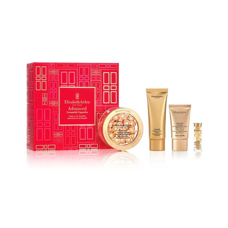Elizabeth Arden 雅頓金膠四件套（金膠60粒+金膠7粒+金膠日霜15ml+金致洗面奶50ml）紅盒