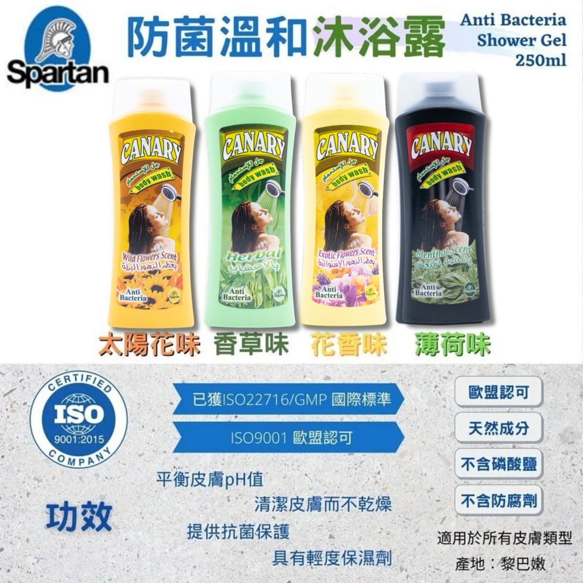 Spartan Canary 防菌沐浴露（250毫升）