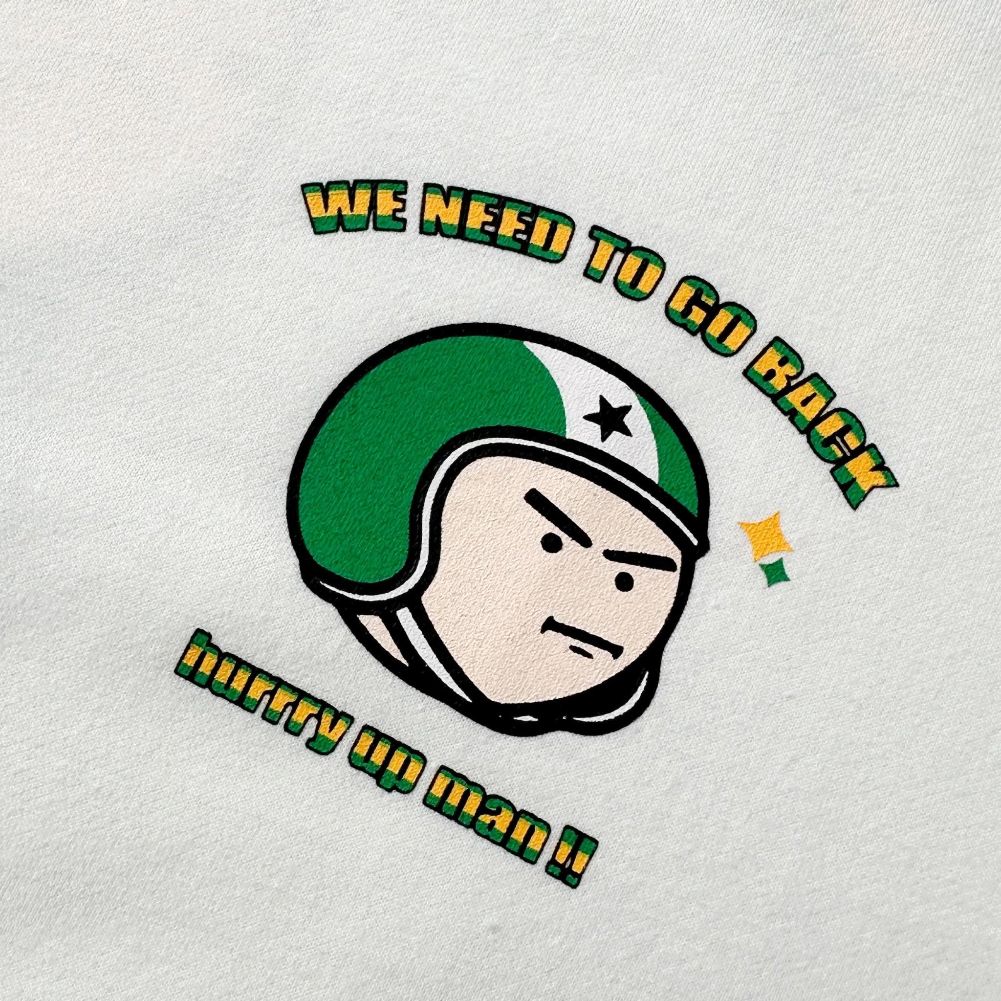 韓國短袖 WE NEED TO GO BACK 雙人機車短T 80573