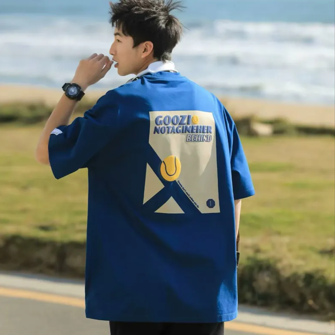 透氣多巴胺藍色印花短袖t-shirt