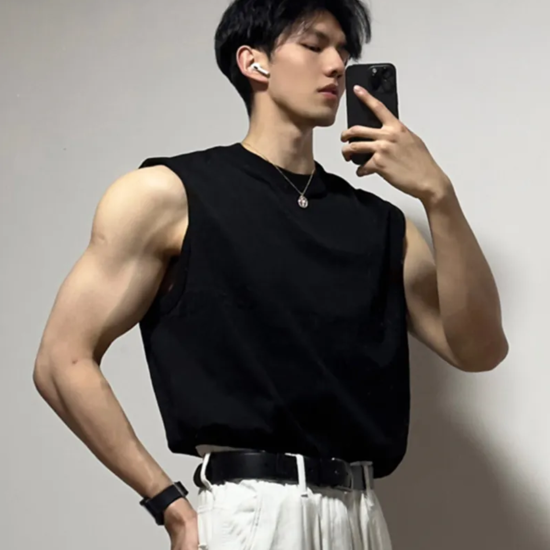 涼感硬挺素色寬肩背心