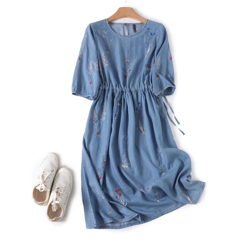 天絲繡花牛仔洋裝 兩色
