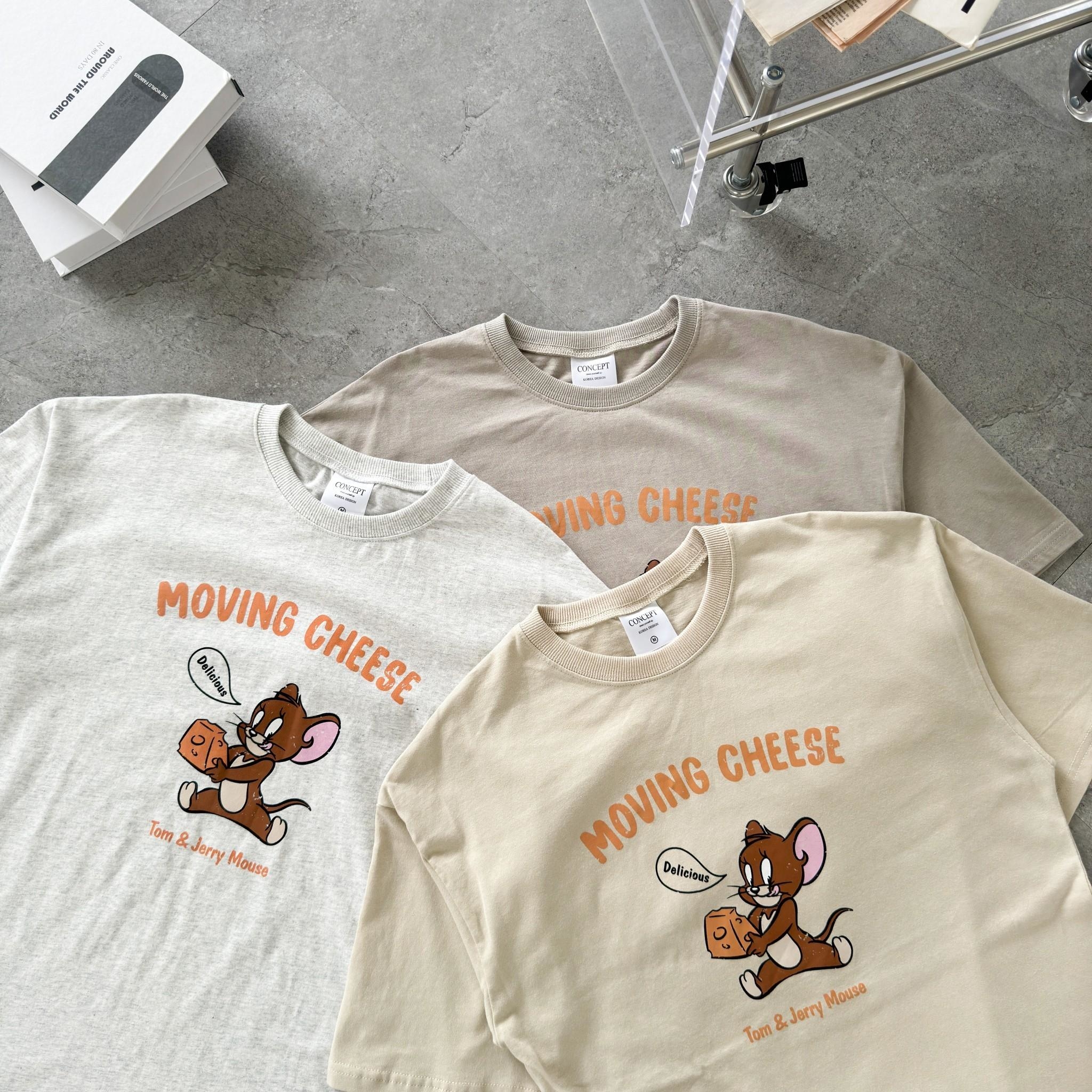 韓國短袖 MOVING CHEESE 傑利鼠印花短T 80656