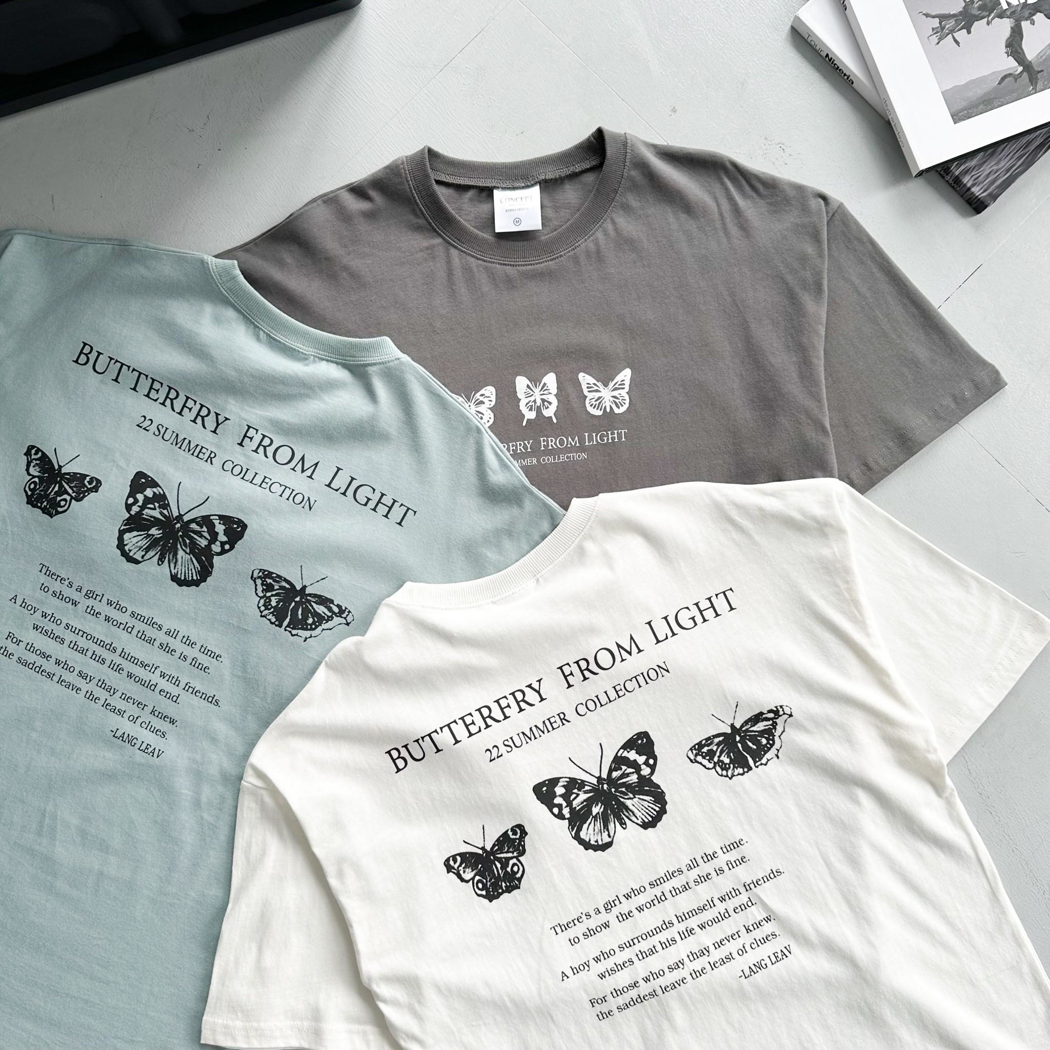 韓國短袖 BUTTERFRY FROM LIGHT 蝴蝶印花短T 80564