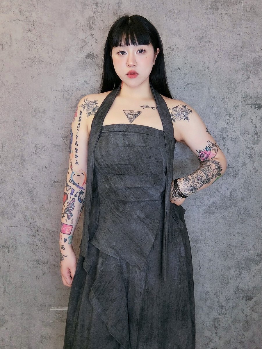 廢土風平口+長裙套裝*附綁帶