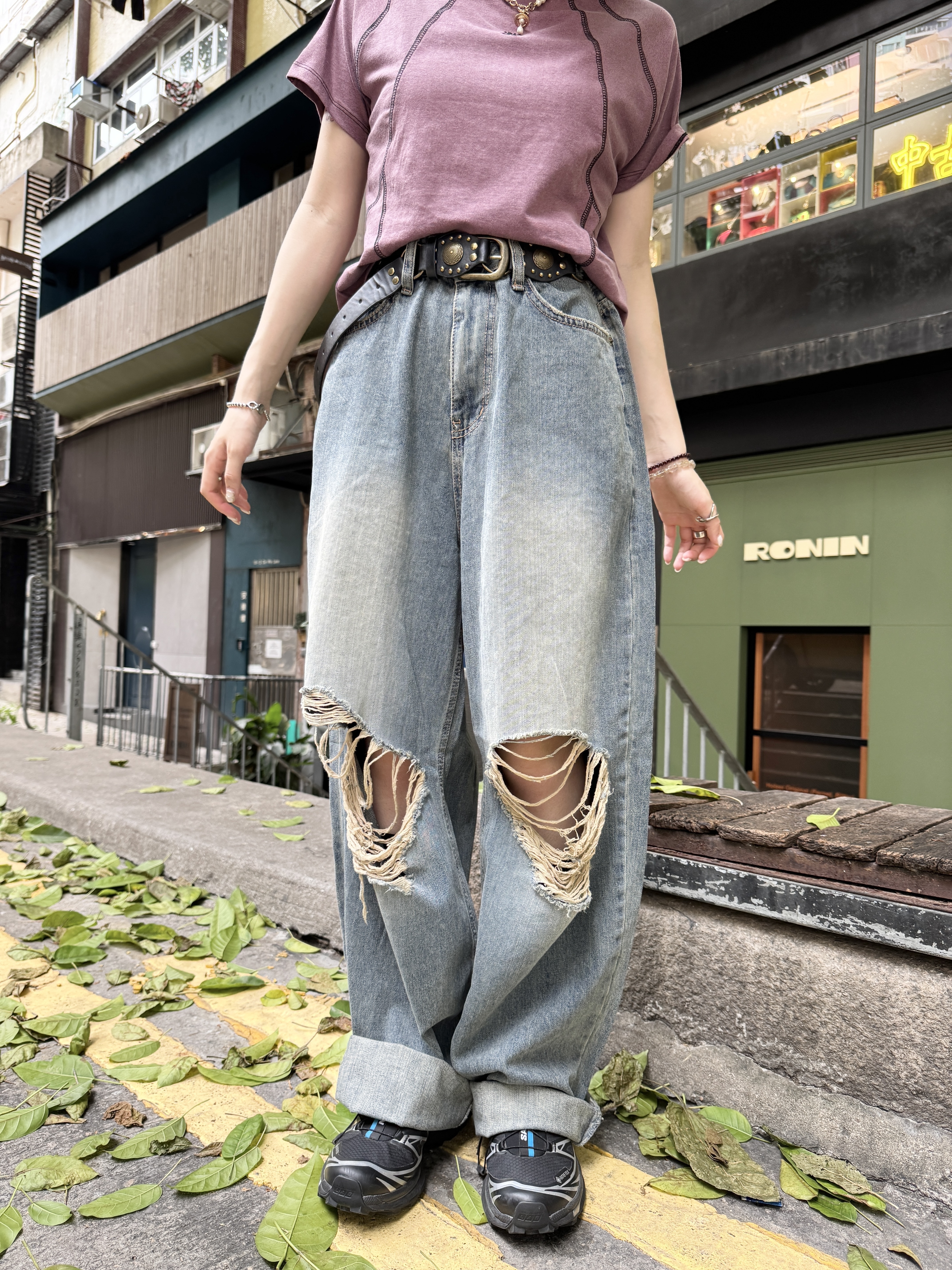 型格洗水寬鬆爛牛