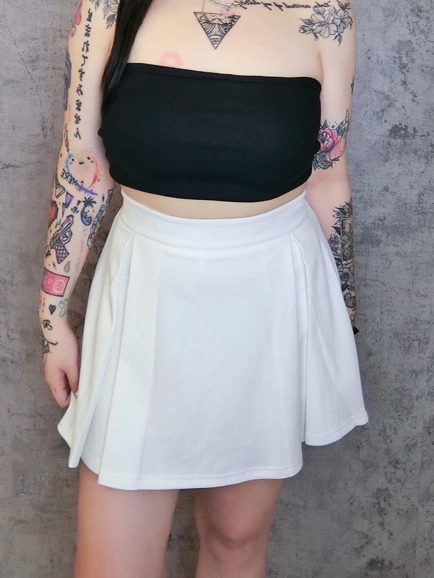 太空棉壓摺A字短裙