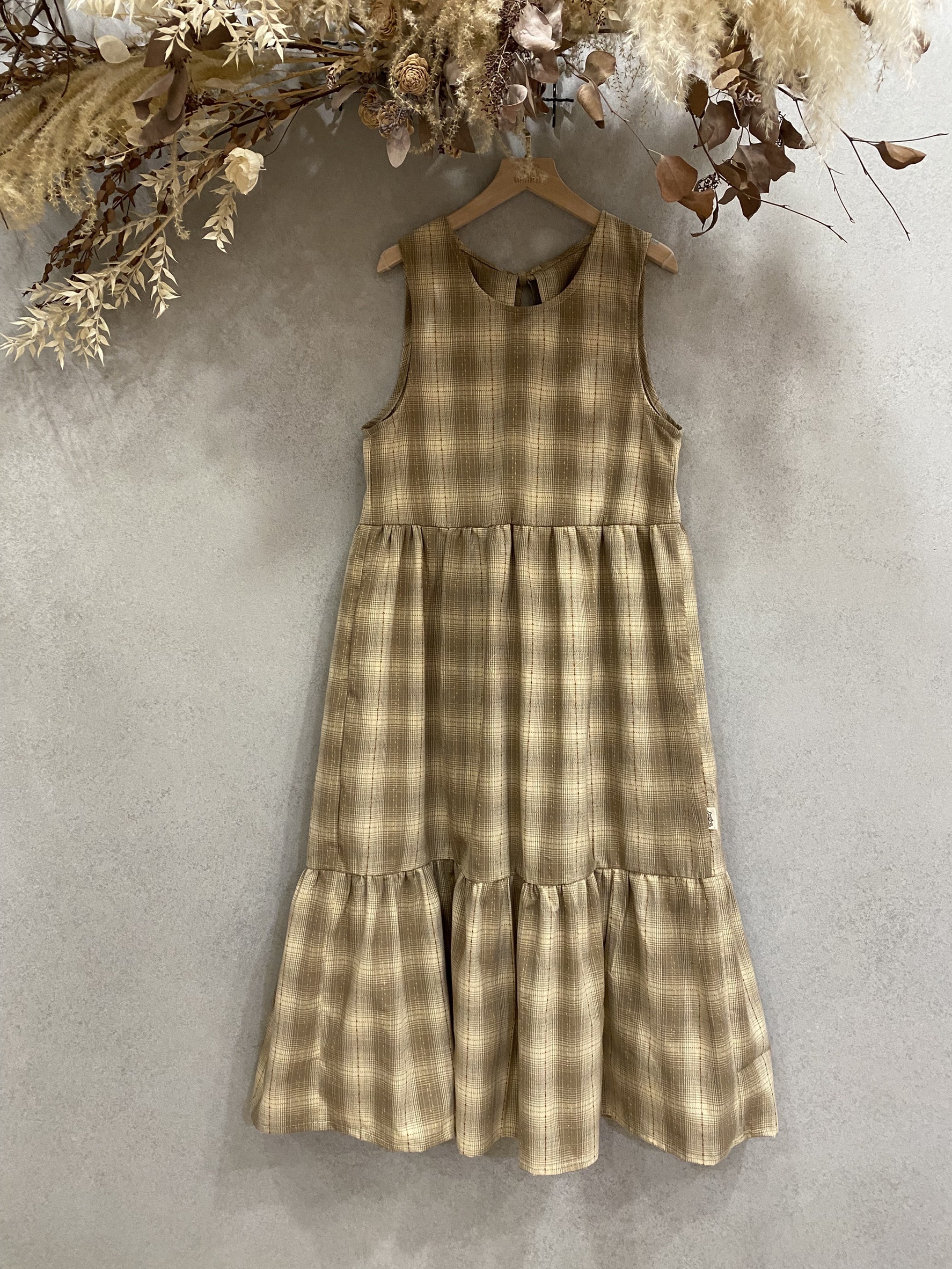 卡其細雨 媽咪綁帶開襟長罩衫