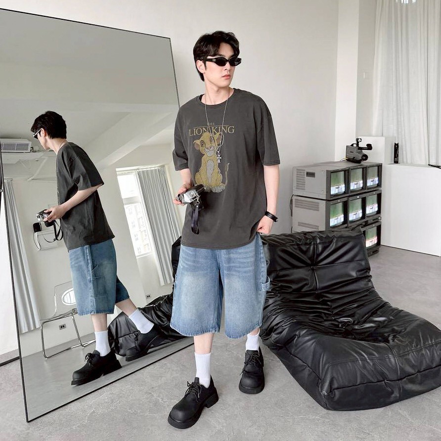 復古刷色畫家 牛仔七分褲 (2colors)