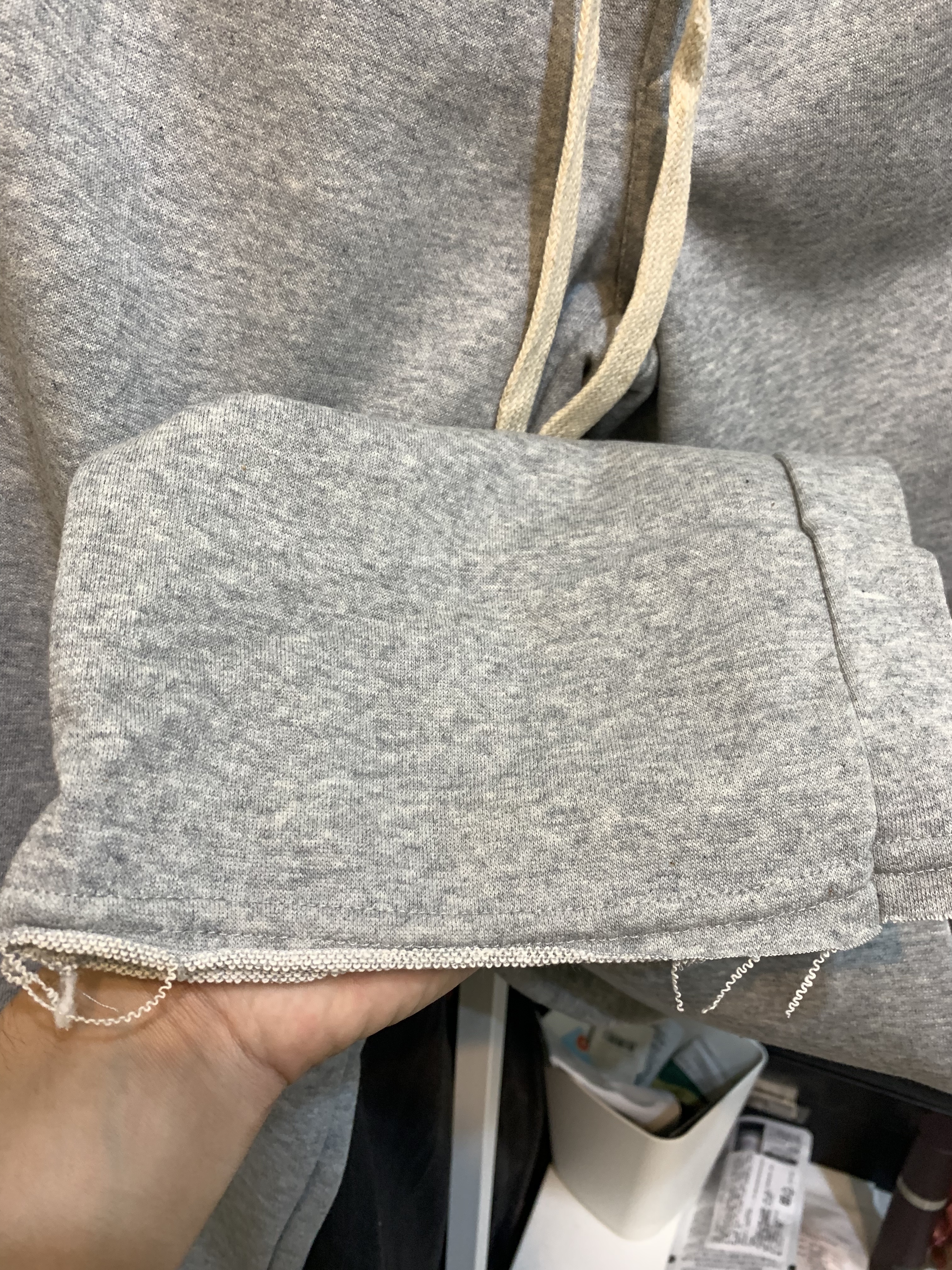 抽繩 不收邊 棉長褲