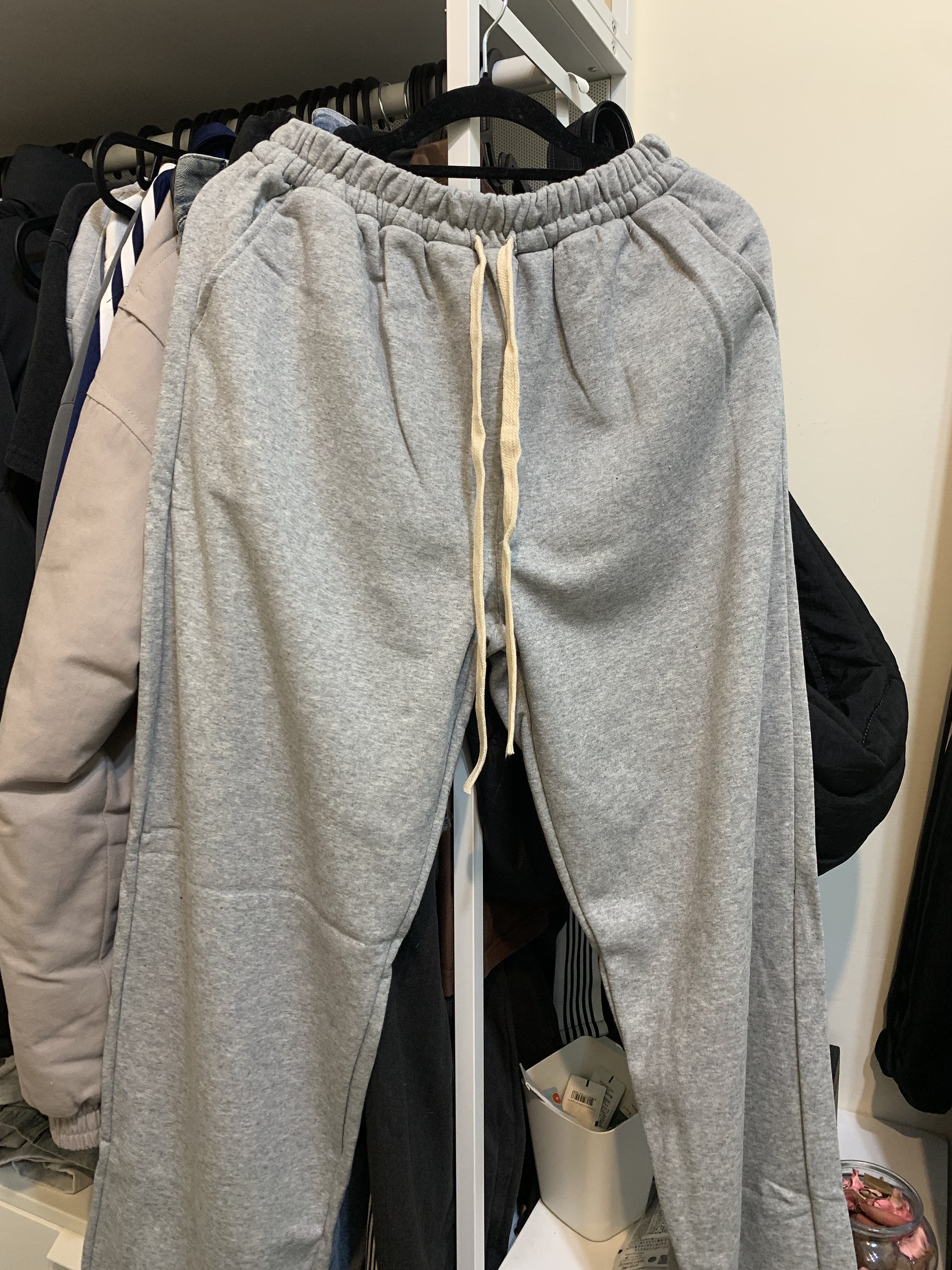 抽繩 不收邊 棉長褲