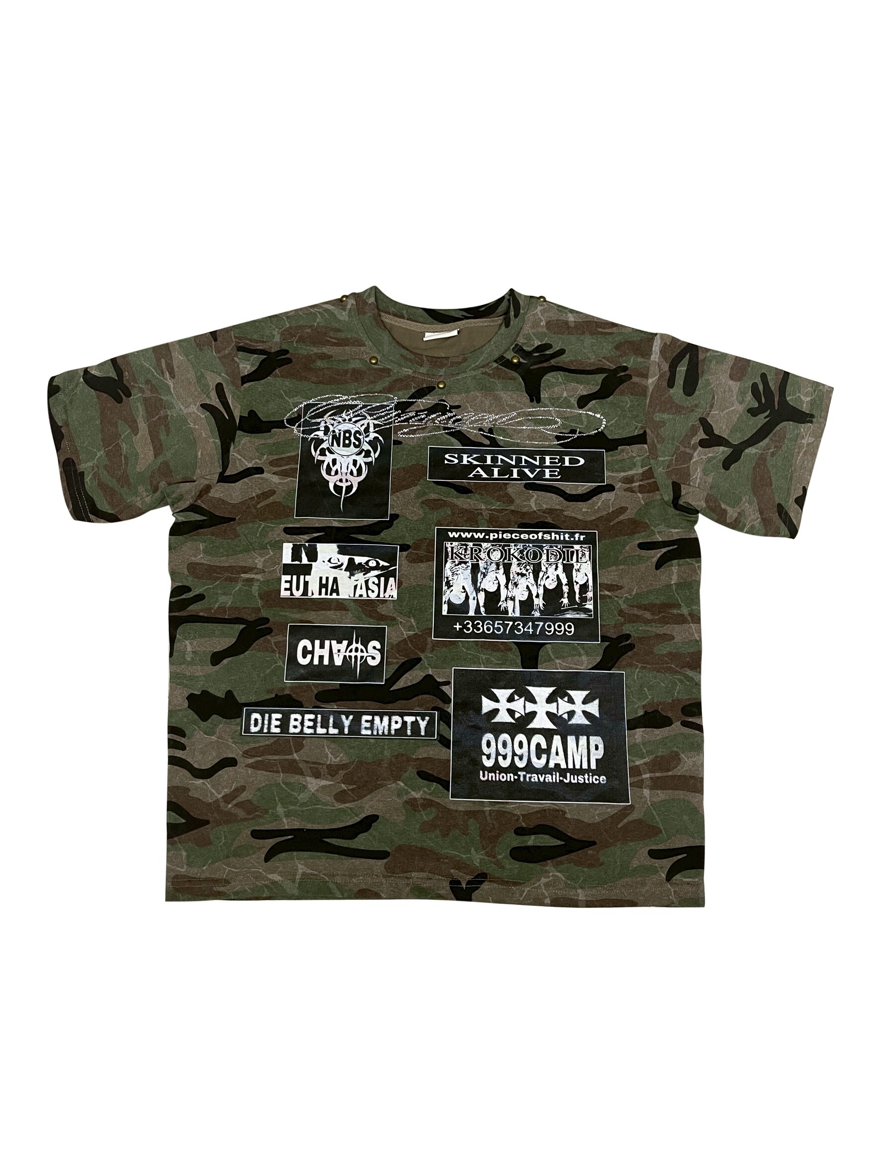 PANACEA X PIECE OF SHIT 迷彩聯名水鑽短袖