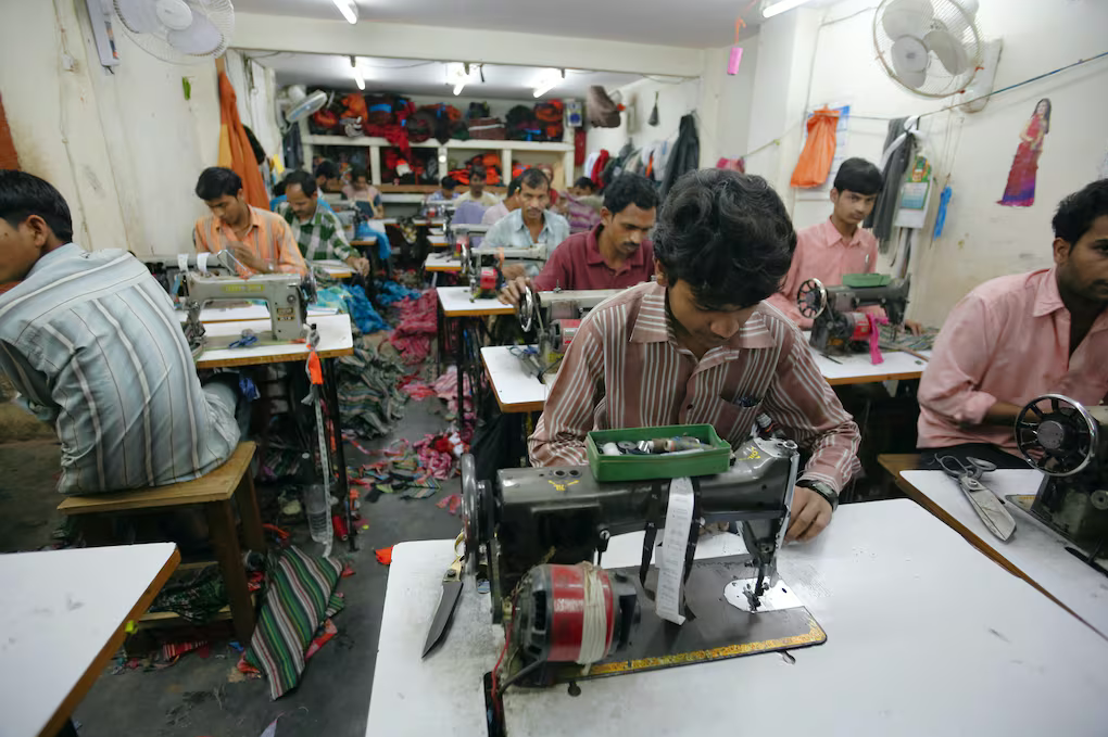 Textile workers in an Indian factory