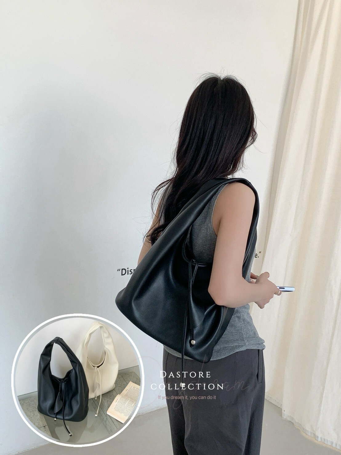 銀球簡約休閒軟皮肩背包