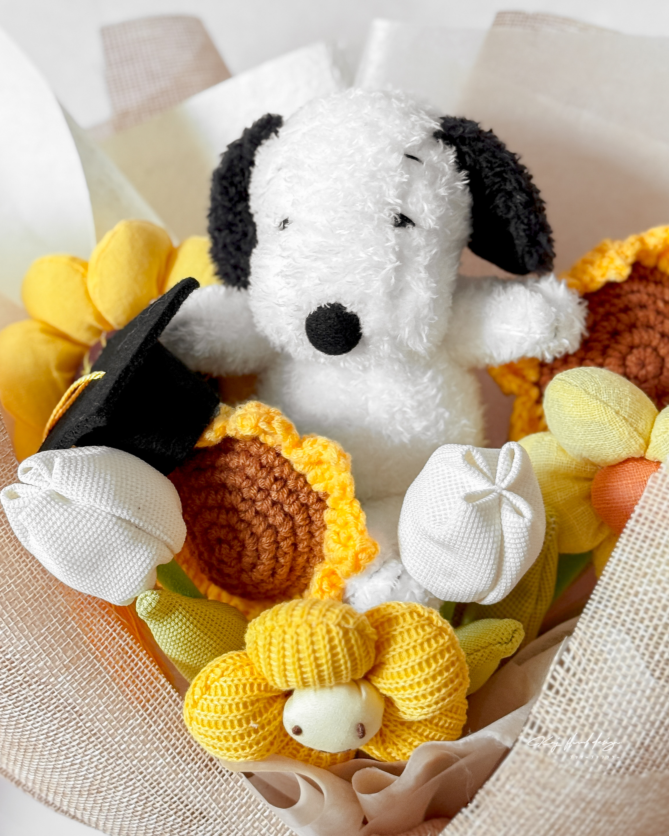 史努比畢業向日葵布藝花束