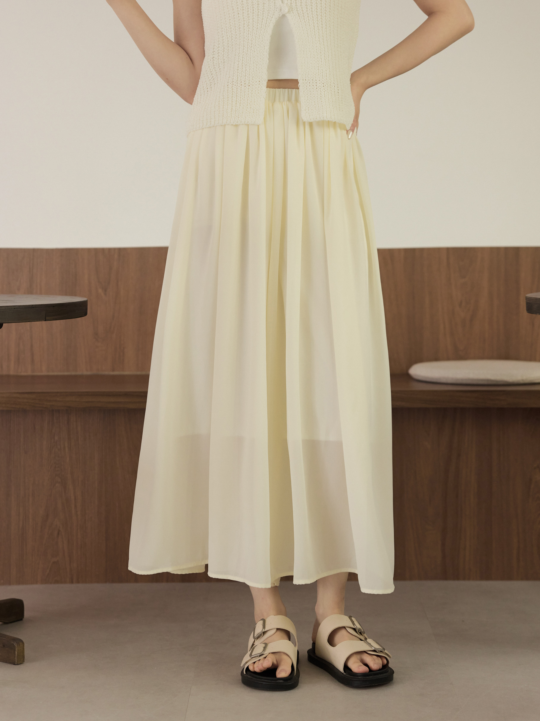 輕柔飄逸顯瘦雪紡褲裙